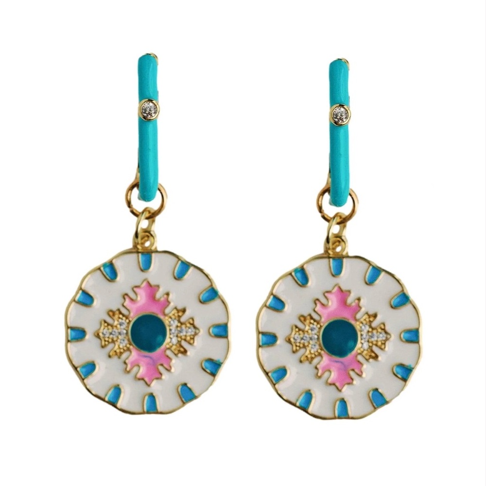 Elegant Gold and Blue Enamel Earrings